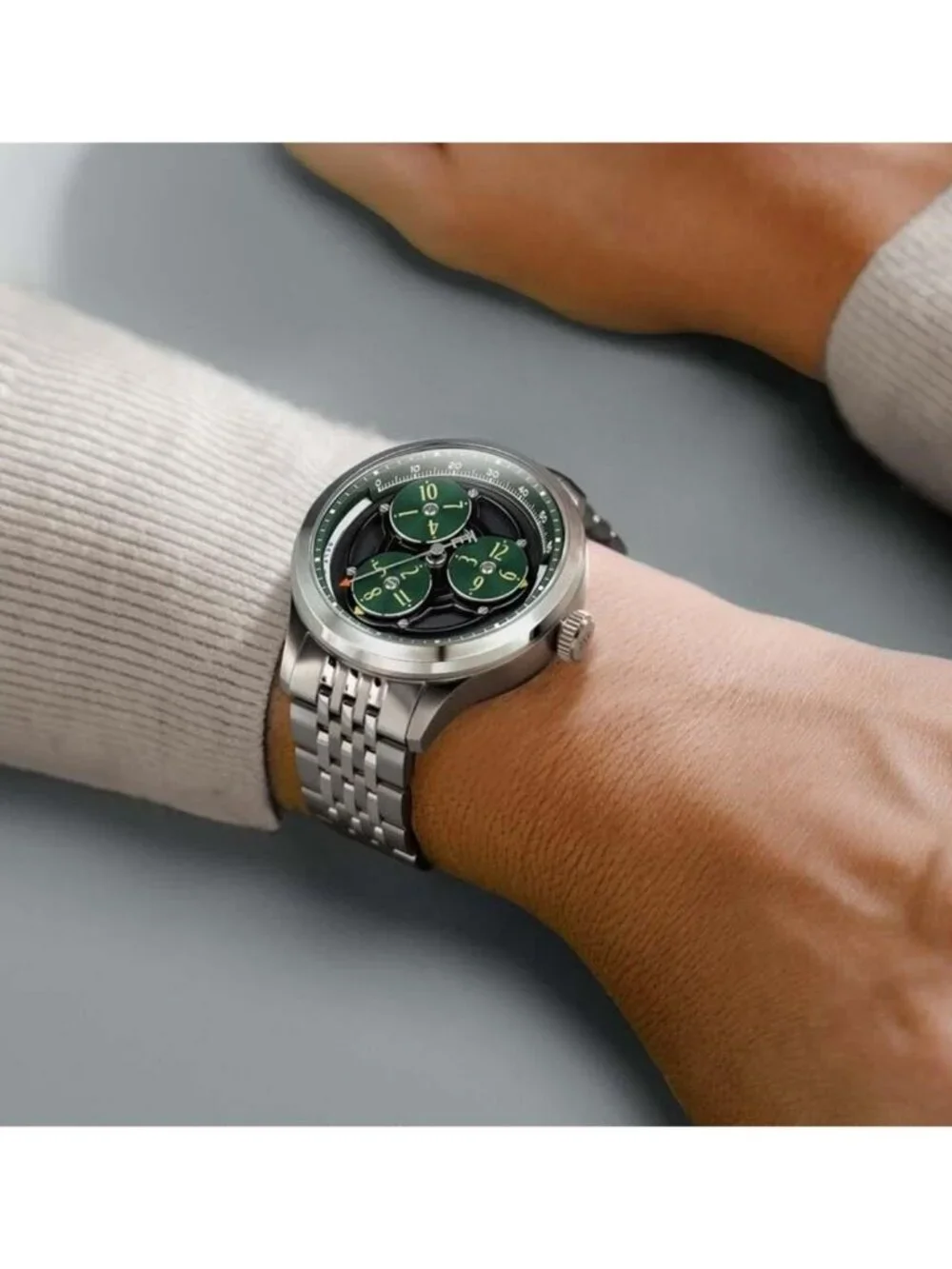 NWT Thomas Earnshaw Hexham Trisect Green Dial Men's Watch